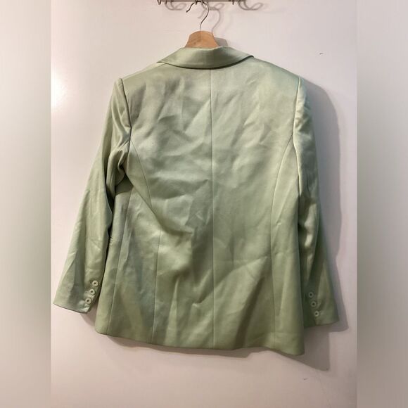 Alice + Olivia Denny Satin Crepe Blazer Jacket Green NWT Size 8 - Picture 8 of 16